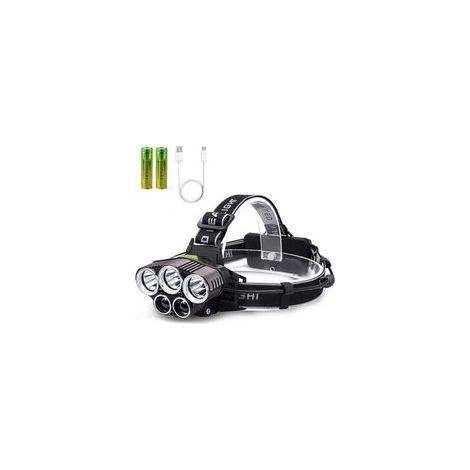 Lampe frontale rechargeable USB, lampe frontale TYC 6 modes avec 2 piles de grande capacité, lampes frontales étanches pour camping, randonnée, cyclisme, pêche, course à pied