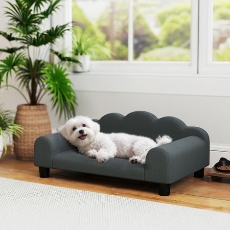 Canapé chien animal compagnie dossier accoudoirs respirant 66x42x28,5cm gris foncé (1/5)