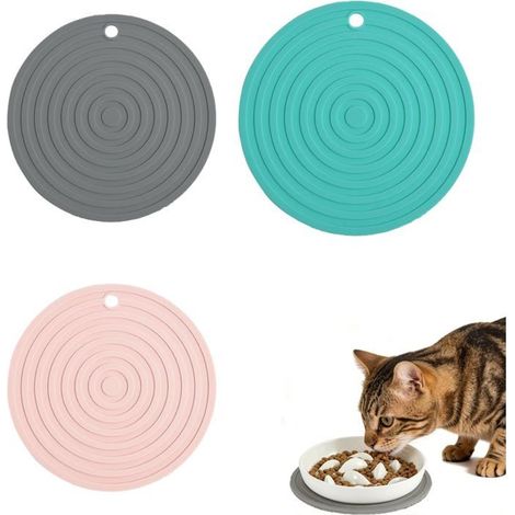 Tapis Gamelle Chien Chat En Silicone,Lot De 3,2X16Cm Et 1X18Cm,Antidérapants Et Imperméables,Lavables Au Lave-Vaisselle,Pour[CA29] (1/4)