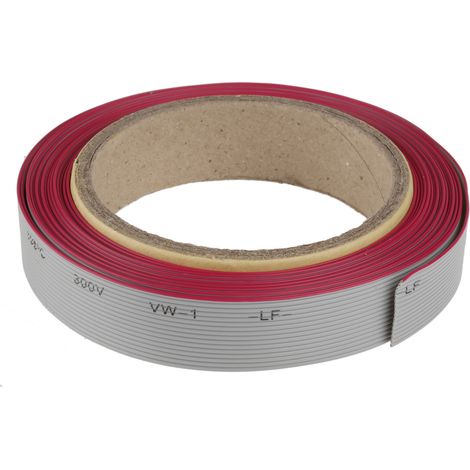 Câble en nappe RS PRO 16 voies 28 AWG, pas de 1.27mm, Gris, 5m ( Prix pour Bobine de 5 Mètres ) (1/3)