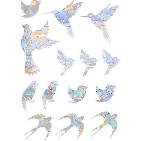 30 PCS Autocollants De Fenêtre Pour éviter Les Frappes D\'oiseaux Autocollant Attrape-Soleil Coloré Autocollants D\'oiseaux Non Adhésifs Autocollants De Fenêtre Papillon Réutilisables Colibri (1/5)