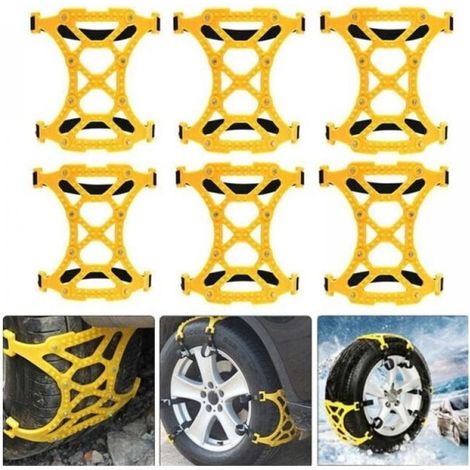 Lot de 6 chaînes à neige jaunes toutes saisons – Chaînes antidérapantes pour véhicules d'urgence, pour voitures, SUV et camions (jaunes, 165-275mm)