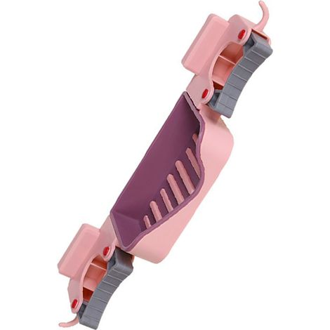 3-in-1-Seifenhalter mit Wandhalterung für Haushaltsmopp, Abflussablage, Besenhalter und Kartenhalter für Bad, Küche und WC, Rosa, Einheitsgröße (1/5)