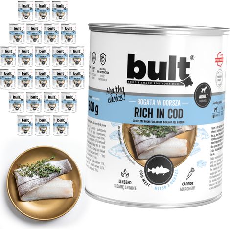 Cibo umido per cani BULT, lattina di merluzzo, 24 lattine da 800 g (1/2)