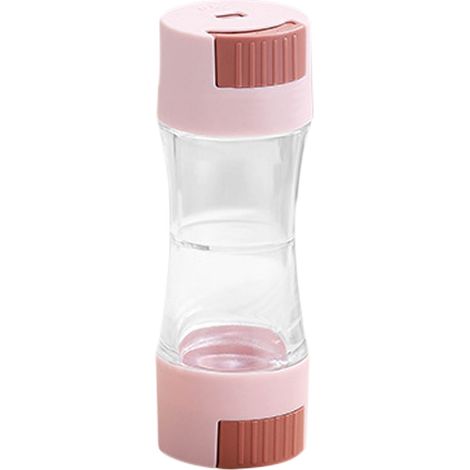 Pot À Épices Double-Compartiment - 5 x 5 x 14,7 cm - Réservoir Quantitatif 0,5 g Par Pression - Bouchon À Vis Étanche - Plastique - 1 Pièce (1/5)