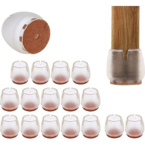 16 tapas protectoras de silicona para patas de mesas y sillas, fabricadas en fieltro, de 12 a 16 mm de espesor.