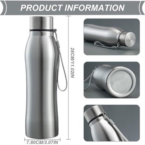 Borraccia in acciaio inox, 1000 ml, grande capacità, a prova di perdite, portatile, a parete singola, con maniglia, per scuola, ufficio, palestra, corsa (1/5)