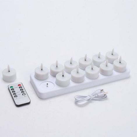 Bougies chauffe-plat LED - - Rechargeables - Minuterie à distance - Lot de 12 (1/5)