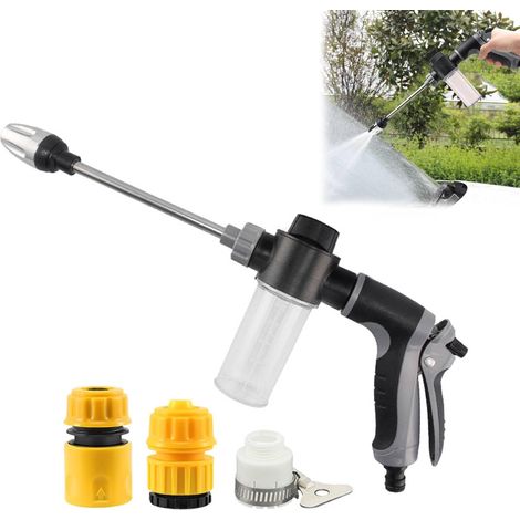 Pistolet d'arrosage haute pression pour tuyau d'arrosage, pistolet de lavage auto, pistolet de nettoyage haute pression, idéal pour les pelouses et les jardins (gris) (1/5)