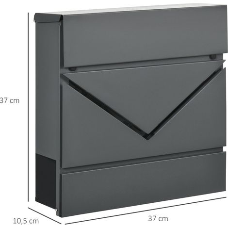 Cassetta postale in acciaio con coperchio, serratura, grigio scuro DESVIAE (1/4)