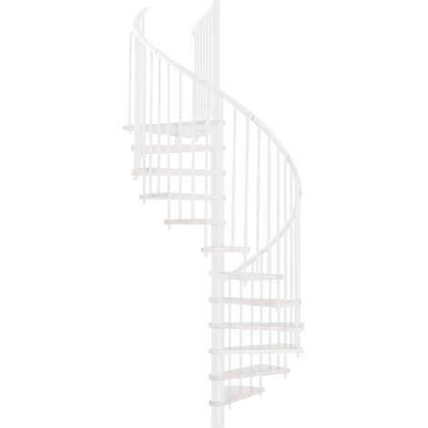 Minka Spindeltreppe Spiral Effect 38 - 305,5cm Geschosshöhe Weiß Weiß 160cm Durchmesser