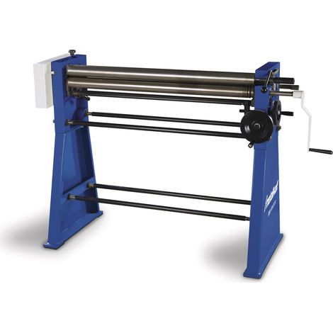 Cintreuse manuelle à 3 rouleaux asymétriques – Largeur de travail 1000 mm – Épaisseur jusqu'à 2 mm en acier – Pré-pliage et cintrage conique – Metallkraft (1/5)