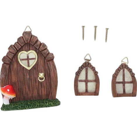 deco jardin exterieurEnsemble de Portes Fenêtres Miniatures Lumineuses Résine 140/65mm Décor Fantastique (1/5)