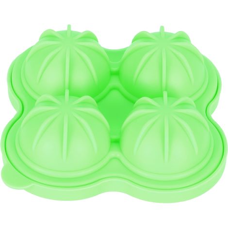 Moule à Boules de Glace en Silicone - Bac à Glaçons 4 Boules pour Cuisine - Vert (1/5)