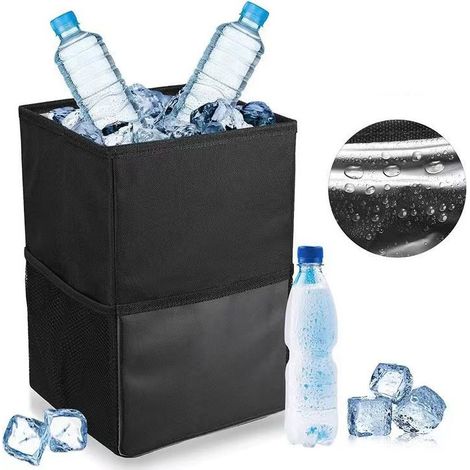 Car trash can with lid - Hanging trash bag with storage pockets, foldable and portable, leakproof, large 7L capacity, multifunctional (1/5)