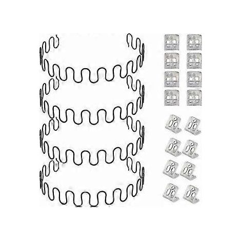 Ressorts de rechange pour canapé 4 pièces 50,8 cm avec 8 clips en S, 4,0 fils de diamètre Kit de réparation de ressorts de canapé pour siège de décoration en (1/5)