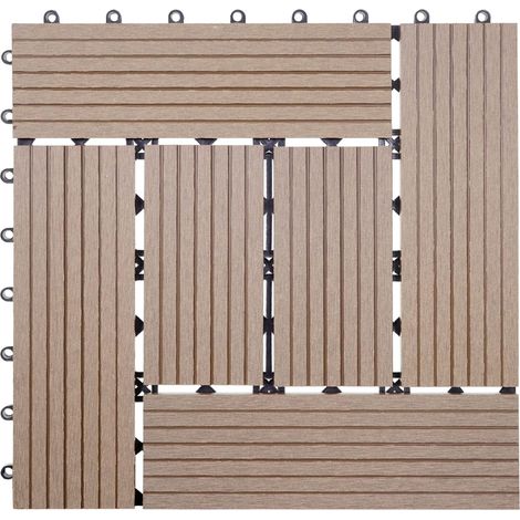 [NON UTILIZZATO] Piastrelle pavimentazione da esterno Rhone T831 WPC 30x30cm 11 pezzi 1mq teak incrociato