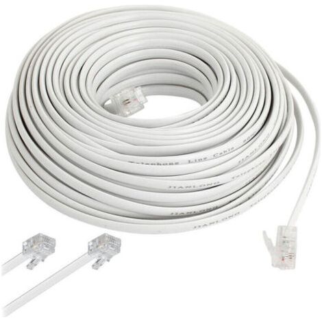 Cable telefónico modular de 10 metros con 10 conectores RJ11 para módems ADSL -