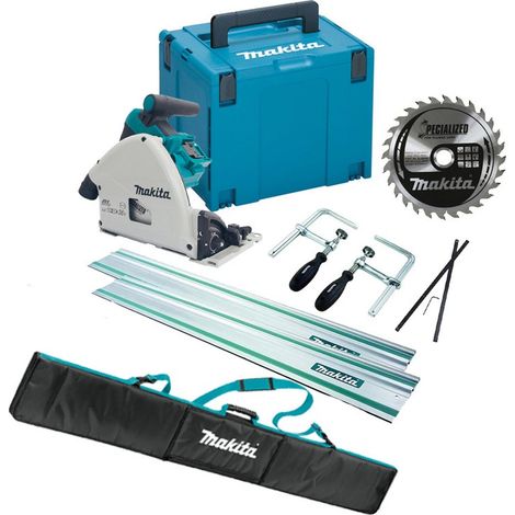 Makita DSP600ZJ 36v Twin 18v Brushless Plunge Cut Circular Saw 2x Guide Rails (1/4)