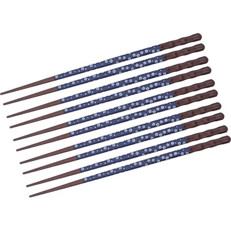 Lot de 5 paires de baguettes réutilisables, antidérapantes, au motif raffiné, légères, confortables et lavables, idéales pour les fêtes et les mariages (bleu). (1/5)