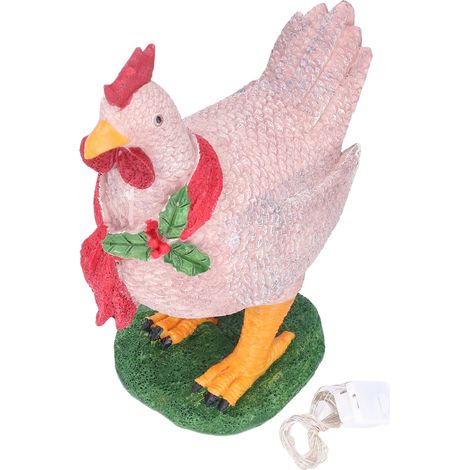 Poulet Lumineux en Résine pour Décoration de Noël et Bureau - Ornement Coq Brillant (1/5)