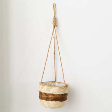 Corbeille Murale en Roseau - Panier Suspendu Naturel Éco-Friendly 23x17cm - 65cm Cordes - Pour Jardinière Linéaire (1/5)