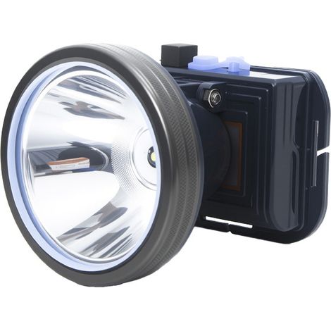 Potente linterna frontal con haz ultrabrillante de largo alcance resistente al agua recargable, modelo supraaural batería de larga duración.