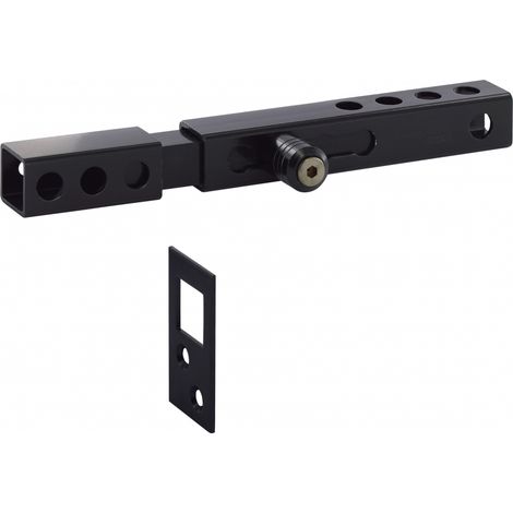 Thirard – Verrou coulissant cadenassable en acier noir – Système de fermeture sécurisé pour portail – Installation facile – 21,5cm fermé