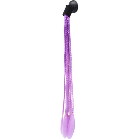 Casque de moto dégradé, style punk, avec couettes et ventouses. Couleurs : violet foncé et violet clair. (1/5)