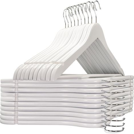 Set mit 20 Holzkleiderbügeln, rutschfeste Stange, 360° drehbarer Haken, für Anzüge, Hemden, Mäntel (1/5)