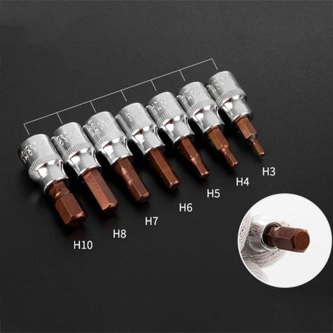 Douille À Cliquet 3/8 Pouces - H3 H4 H5 H6 H8 H10 T10 T15 T20 T25 T27 T30 T40 T45 T50 T55 PH1 PH2 PH3 PZ1 PZ2 PZ3 - Acier Chrome Vanadium - 1 Pièce (1/5)