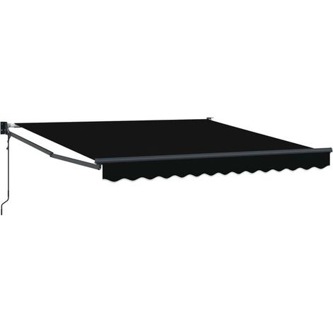 Store banne rétractable noir, 350 x 250 cm, en polyester et aluminium.