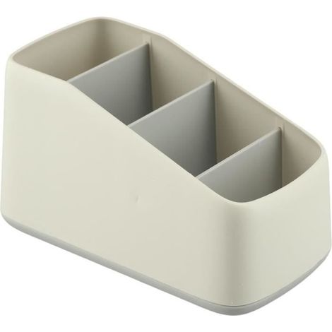 Robuste Aufbewahrungsbox aus ABS für Fernbedienungen und Bürobedarf, kompakter Organizer mit 4 Fächern (grau) (1/3)