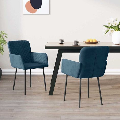 Beyamis Ensemble de 2 chaises de salle à manger, velours bleu (1/5)