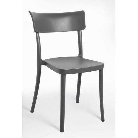 Sedia Polipropilene Colorata Design Moderno, da Esterno, Sala da Pranzo, Cucina e Bar - Impilabile - SARETINA - 9 colori Colore Grigio Ardesia, Opzioni Bancale 18 pezzi