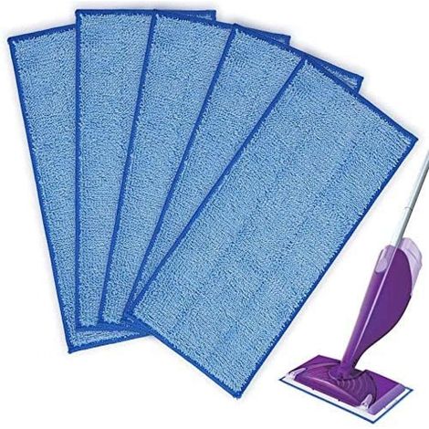 Lingette Reutilisable - Microfibre 30 x 30 cm - Pour Balai Spray Wetjet Parquet - Lot de 5 Pièces avec Sac Guppy