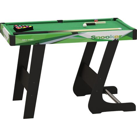 Table de billard pliable 2 queues 16 billes triangle craie tapis vert 104x55,5x68 cm