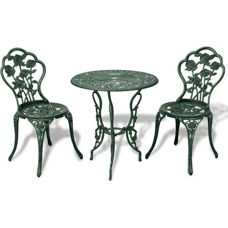 Ensemble de bistro 3 pcs-Salon de jardin bistro Aluminium coulé Vert (1/5)