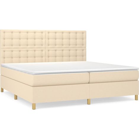 Maison Exclusive - Giroletto a Molle con Materasso Crema 200x200 cm in Tessuto (1/5)