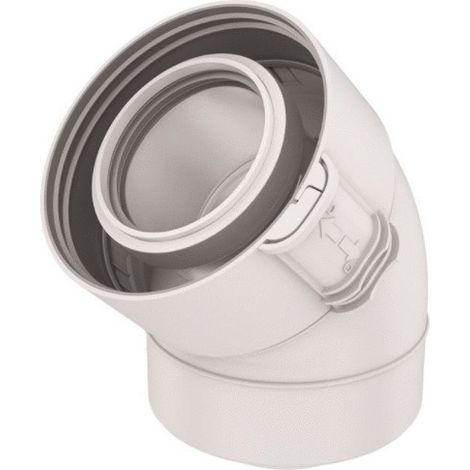 Ubbink – Coude 45° Rolux condensation D60/100mm – Fixation clip coulissant – Système Sekurit pour installation rapide – Résistant aux chocs