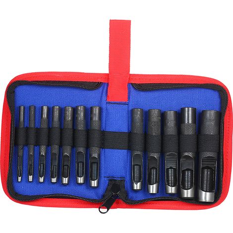 Ensemble 12 poinçons cuir creux rond robuste 3-16mm découpe trous pour ceintures sacs bracelets montres sellerie toile tissu (1/4)