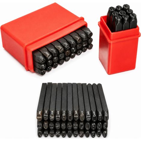 Set 36 Punzoni Alfanumerici 4 mm in Acciaio Temprato con Custodia