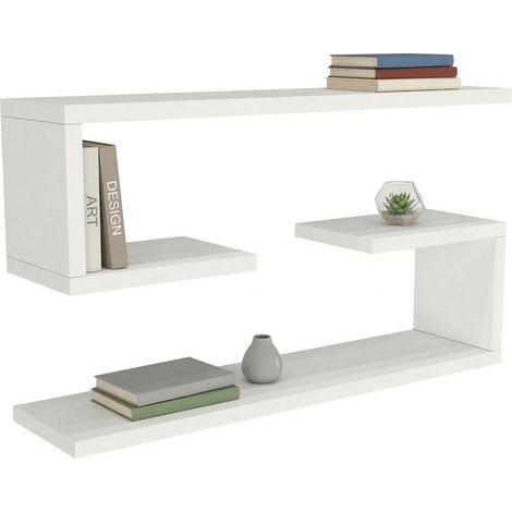 Estantería Savogna, 4 Estantes, set de 2 Estantes, 60x15x18h cm Blanco