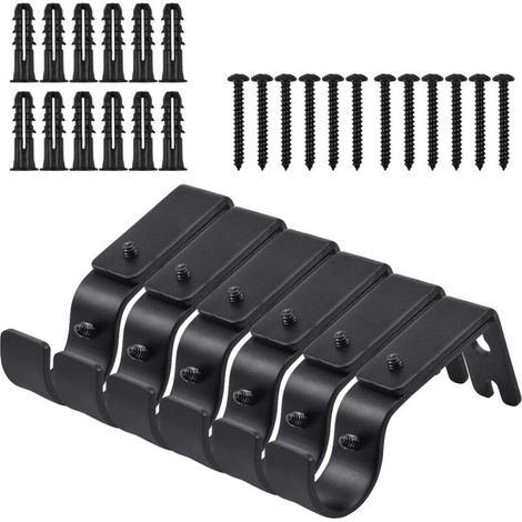 staffe per asta per tende, supporti regolabili in metallo per tende da parete, staffe robuste per binario per tende, supporto per asta per tende con viti per montaggio a parete (nero)