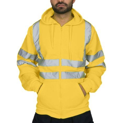 Sweat-shirt de sécurité à fermeture éclair et capuche, veste de travail réfléchissante, veste thermique polaire chaude – jaune – XL – RAPANDA (1/5)