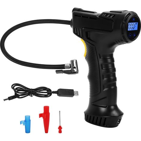 Pompe à air sans fil avec compresseur, pompe à air portable pour pneus avec manomètre numérique, pompe à air sans fil alimentée par batterie rechargeable 12 V. (1/5)