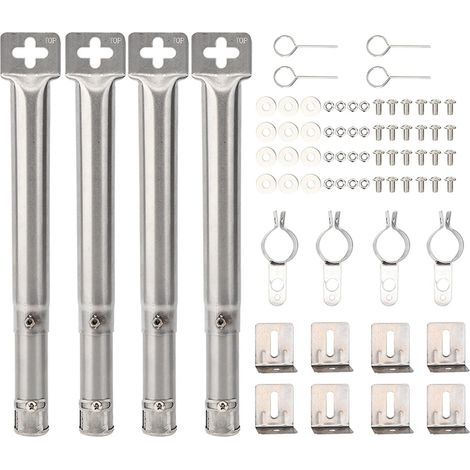 4Pcs Universal Adjustable Stainless Steel BBQ Gas Grill Replacement Straight Pipe Tube Burner Barbecue Accessories (Color : Silver) (1/5)
