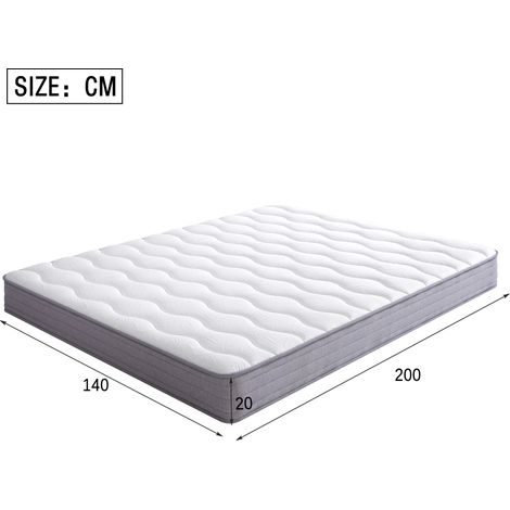 Matelas à ressorts 140 x 200 cm, épaisseur 20 cm, fermeté H3, roulé, blanc DESVIAE (1/5)