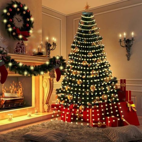 Guirlande lumineuse - - 2M - 16 branches - 320 LED - Blanc chaud (1/4)