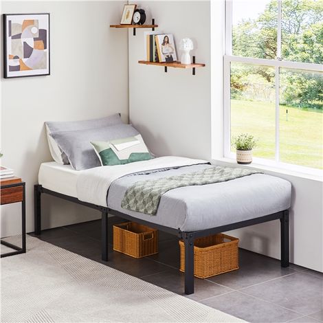 Yaheetech – Lit simple en métal 90x190 cm – Structure robuste avec lattes anti-bruit – Charge maximale 160 kg – Compatible matelas latex et mousse (1/5)